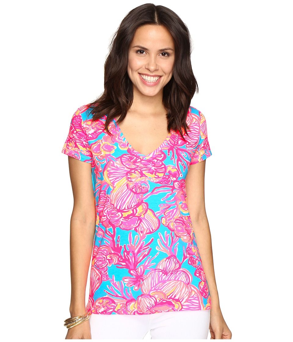 Lilly Pulitzer - Michele Top (Sparkling Blue Fan Tastic) Women's T Shirt | Zappos