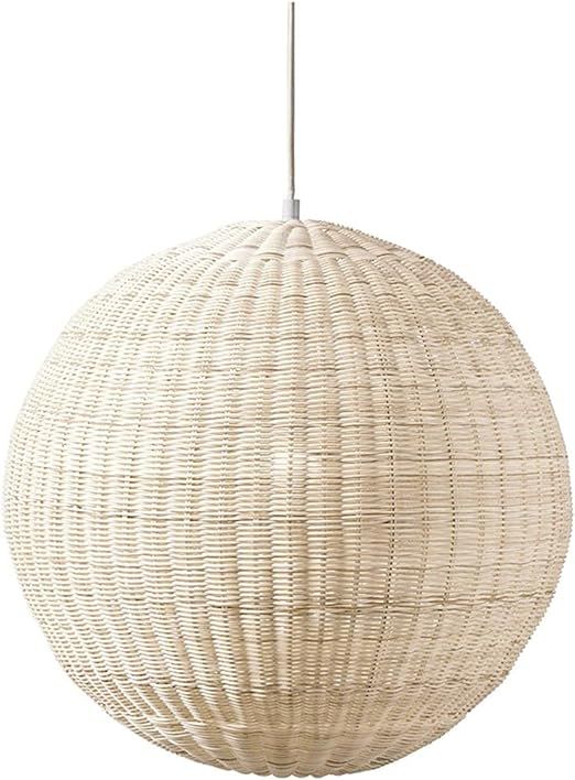 SHUANF Bamboo Woven Spherical Pendant Light Bamboo Lampshade Ceiling Light Natural Rattan Chandel... | Amazon (US)