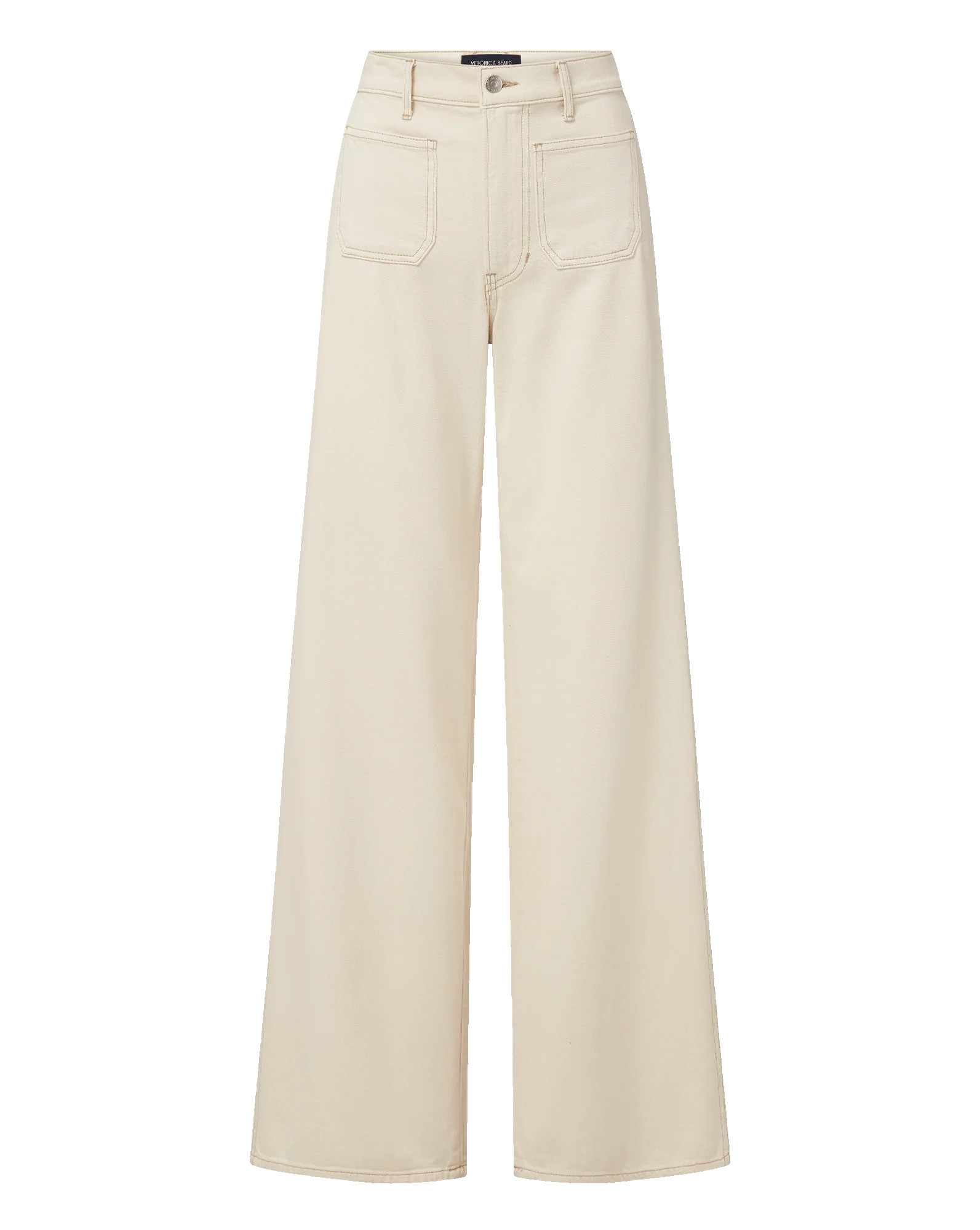 Kasey Patch-Pocket Wide-Leg Jean in Ecru | Veronica Beard | Veronica Beard