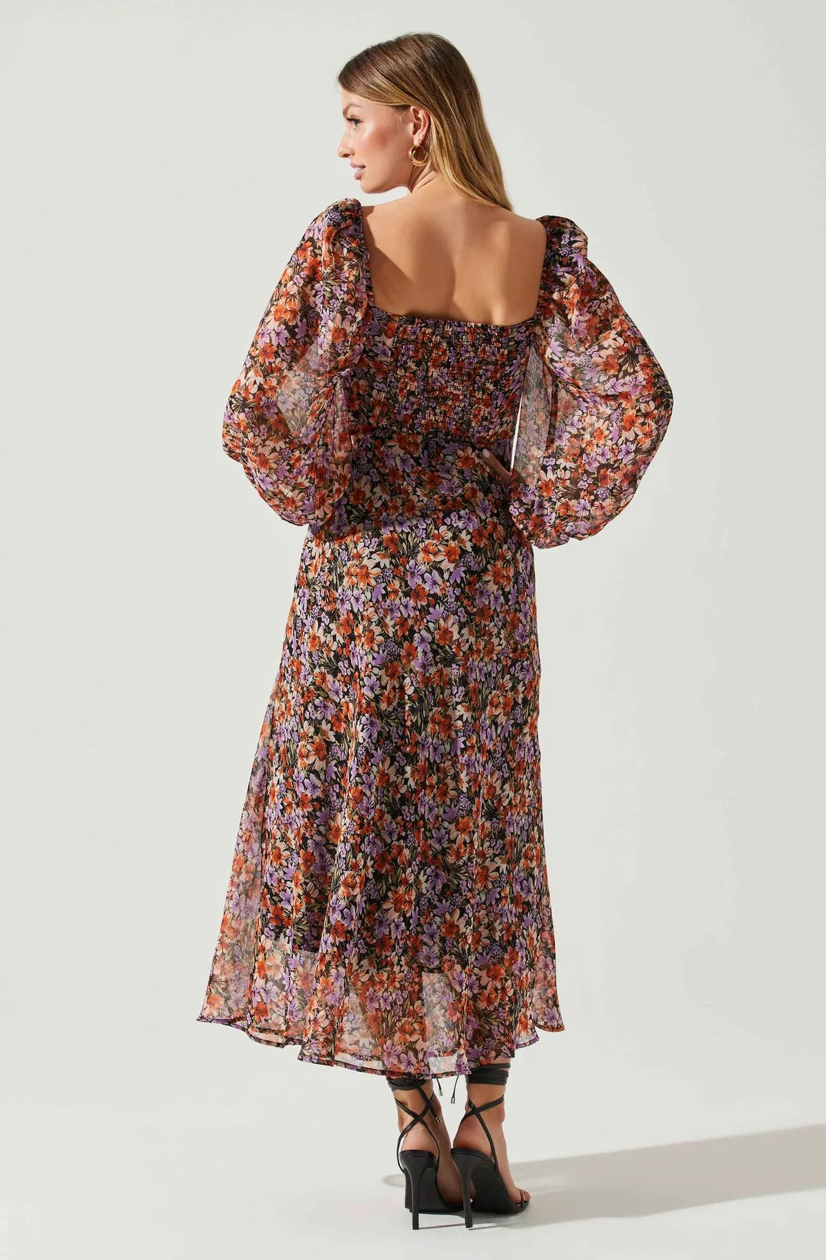 Sylvie Floral Puff Sleeve Midi Dress | ASTR The Label (US)
