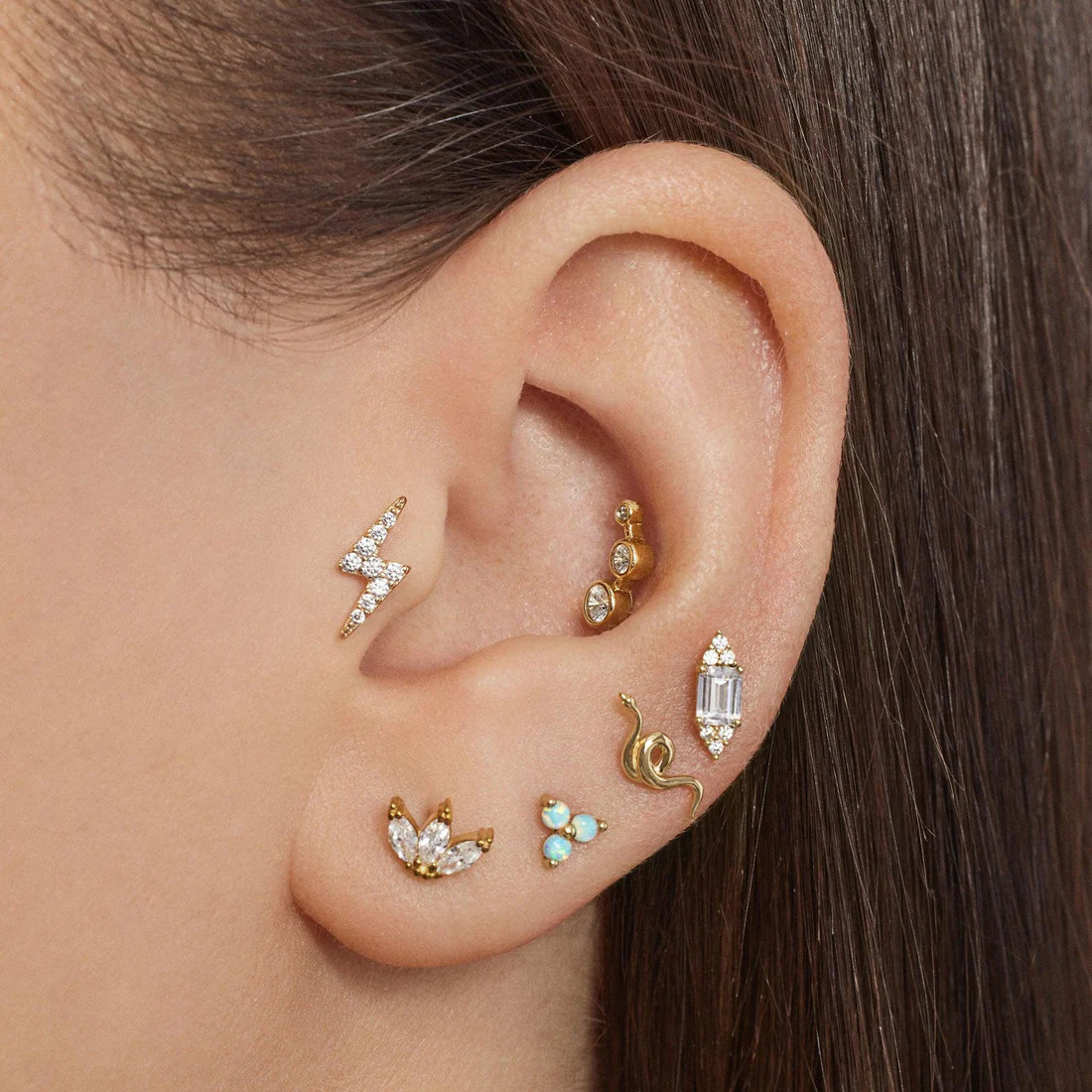 14k Gold Trinity CZ Flat Back Stud | Rowan | Rowan