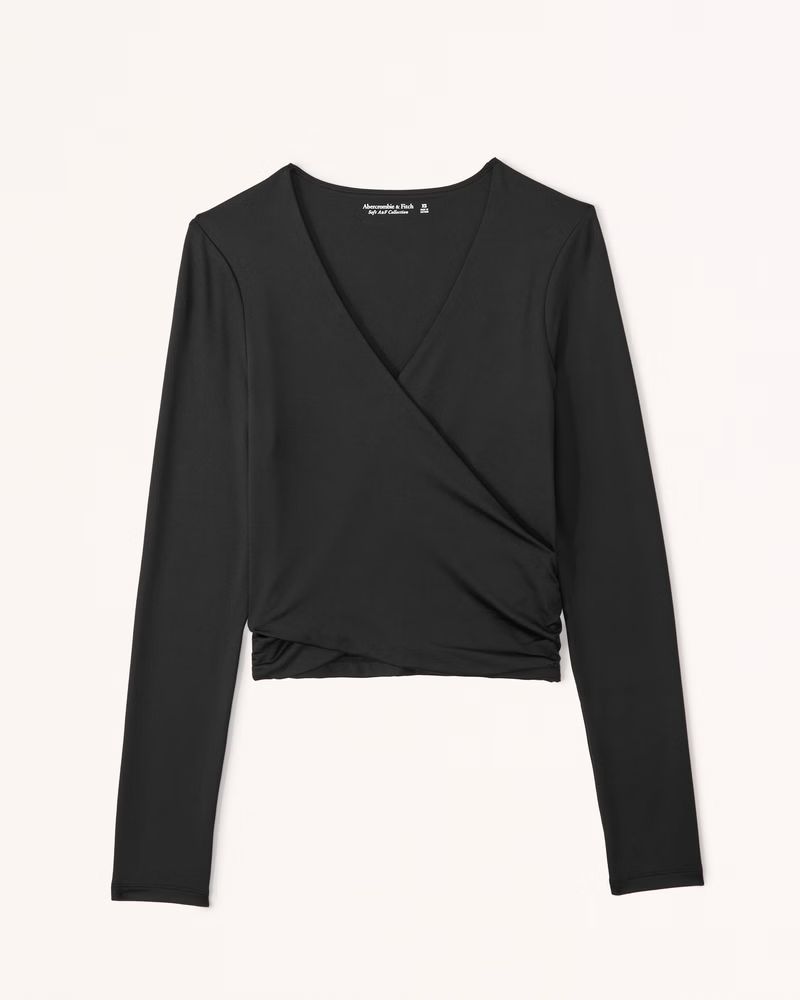 Women's Long-Sleeve Wrap Top | Women's Up To 50% Off Select Styles | Abercrombie.com | Abercrombie & Fitch (US)