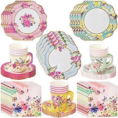 Talking Tables Vintage Tea Party Supplies | Floral Paper Party Plates, Napkins, Tea Cups and Sauc... | Amazon (US)