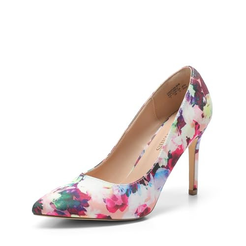 DREAM PAIRS Women's Closed Toe High Heels Dress Pointed Toe Wedding Pump Shoes,Size 7.5,Floral | Amazon (US)