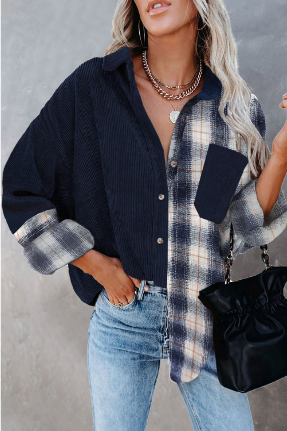 'Myrtle'  Plaid & Corduroy Long-Sleeved Shirt (4 Colors) | Goodnight Macaroon