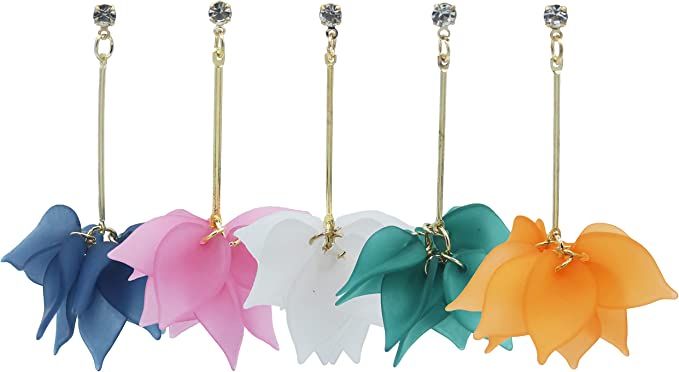 lianiser 12 color Gold Summer Fun Tropical Flower Elegant Trendy Beach Dangly Dangling Holiday Va... | Amazon (US)