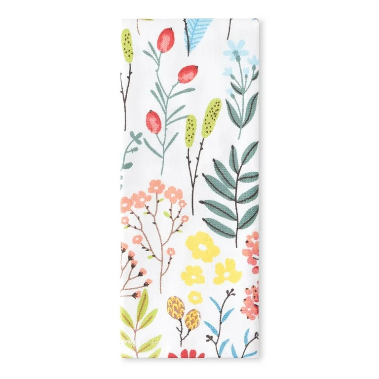 Mainstays Printed Cotton Kitchen Towel, 15"W x 25"L, Meadow Floral, 1 Piece | Walmart (US)