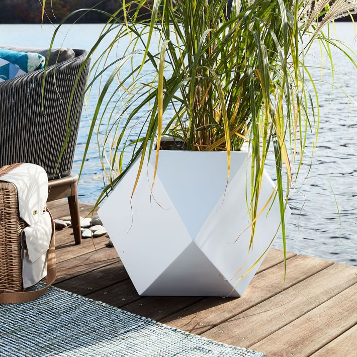 Faceted Modern Fiberstone Indoor/Outdoor Planters | West Elm (US)