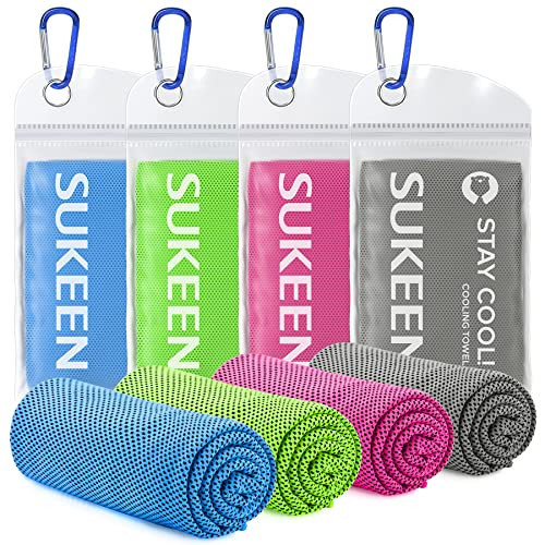 [4 Pack] Cooling Towel (40"x12"),Ice Towel,Soft Breathable Chilly Towel,Microfiber Towel for Yoga,Sport,Running,Gym,Workout,Camping,Fitness,Workout & More Activities (Dark Grey/Pink/Green/Light Blue) | Amazon (US)