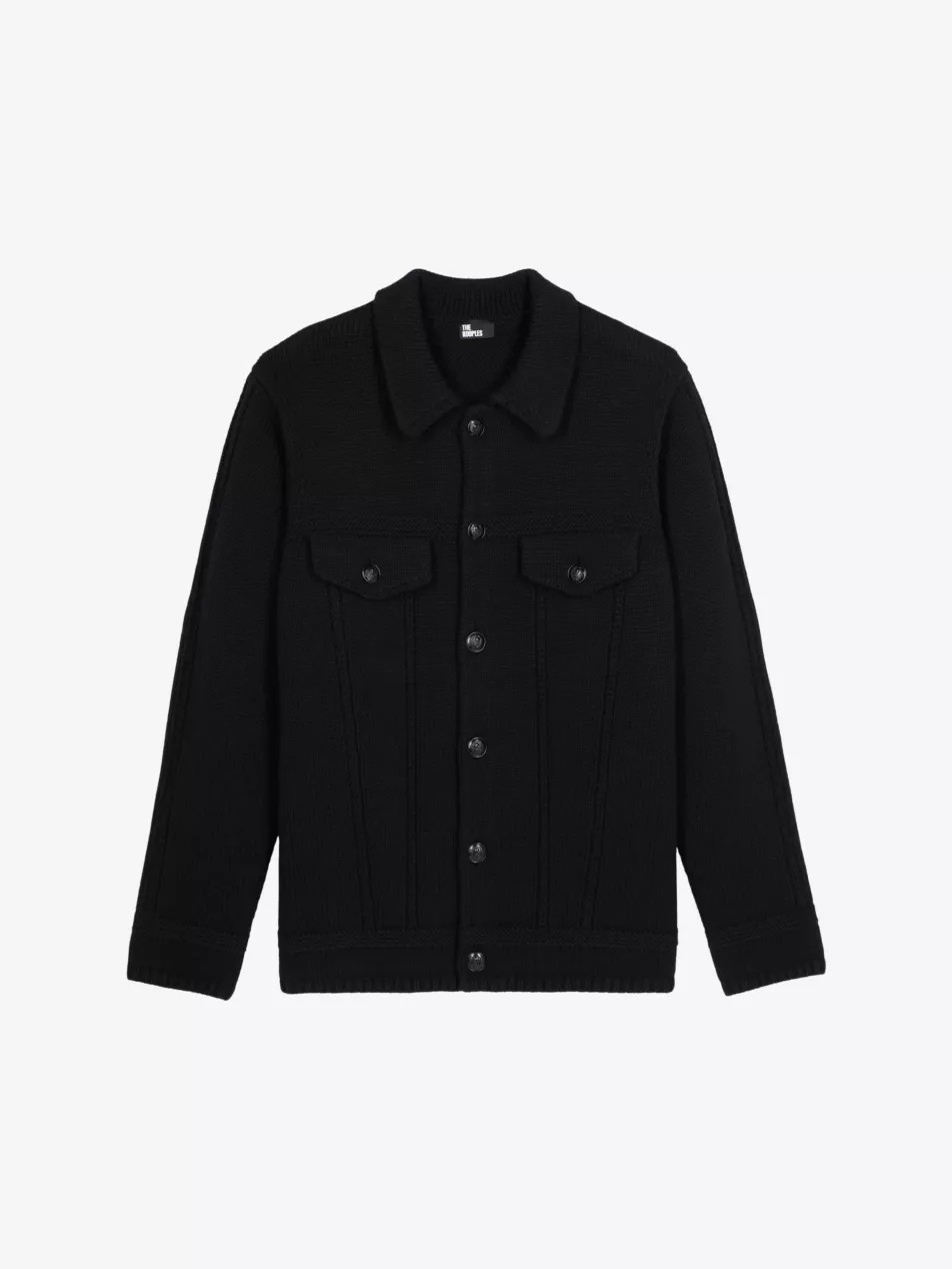 Spread-collar flap-pocket wool cardigan | Selfridges