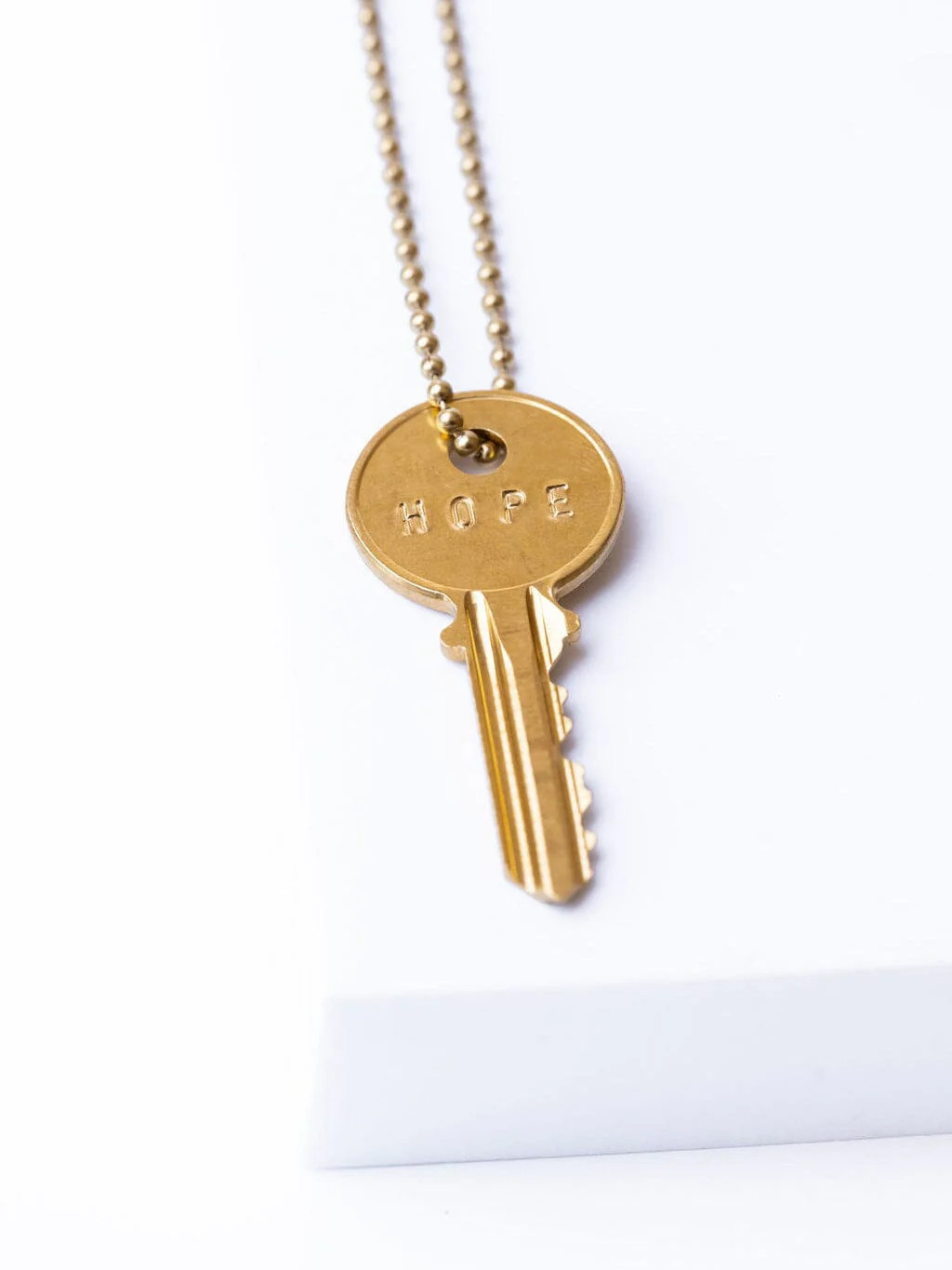 Ball Chain Key Necklace with Custom Engraved Word | The Giving Keys | The Giving Keys
