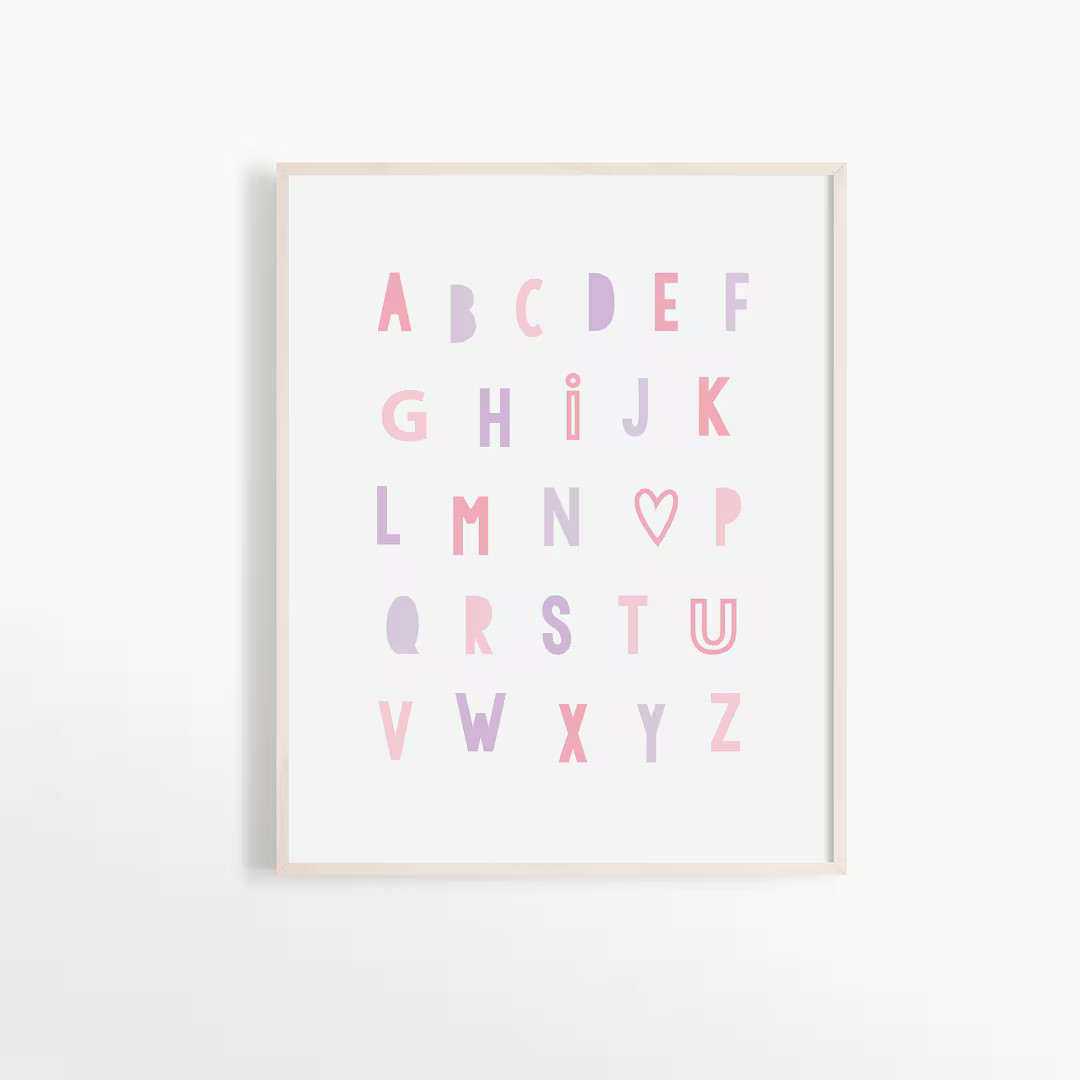 Pink & Purple Alphabet Print - Girls Room Wall Art (digital Download) - Etsy | Etsy (US)