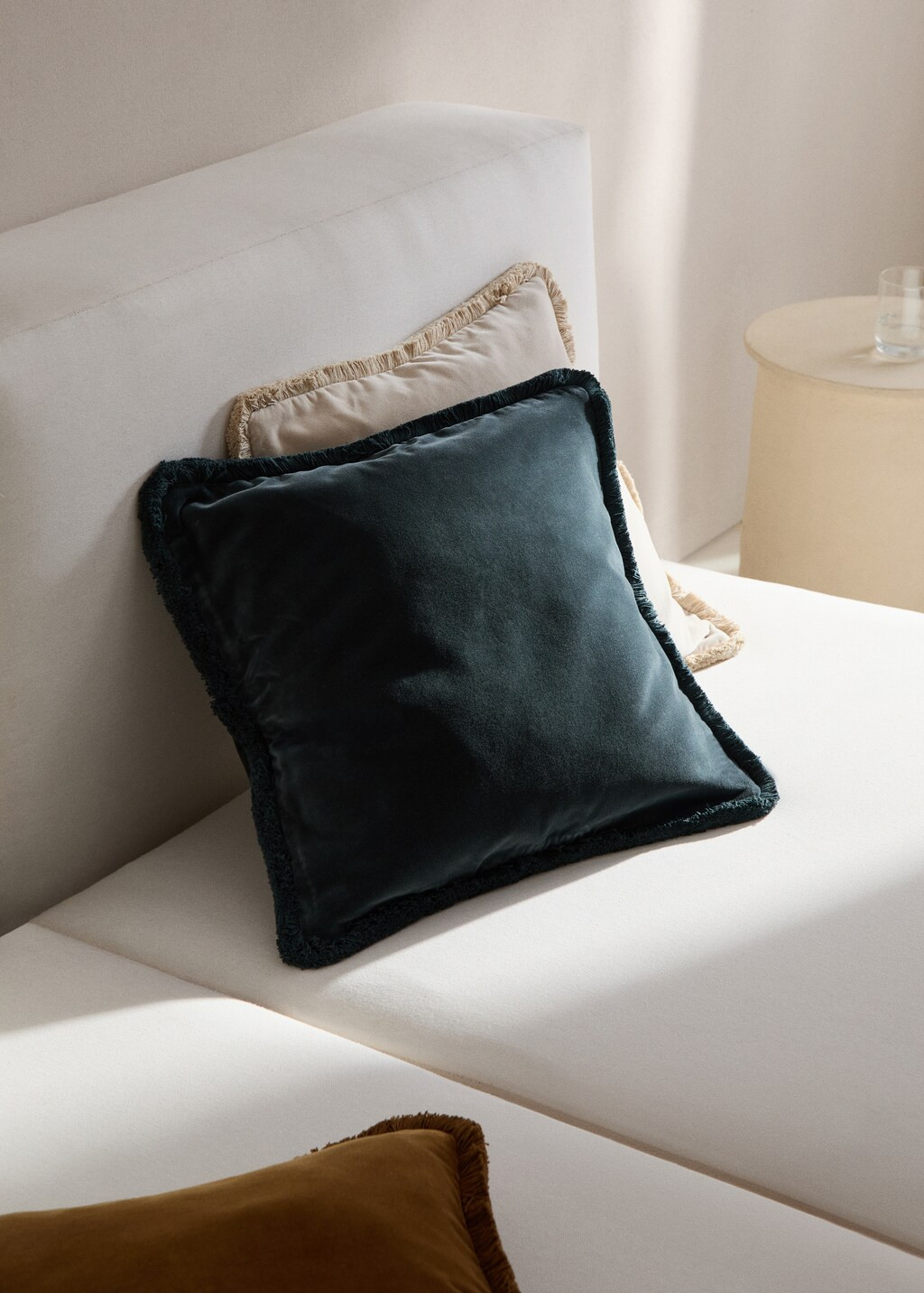 Fringed velvet cushion cover 45x45cm - Home | MANGO USA | Mango (US/MX/AU)