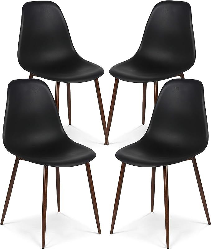 EdgeMod Landon Sculpted Dining Chair, Set of 4, Black | Amazon (US)