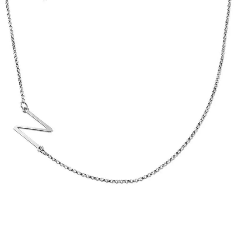 Sideways Initial Necklace in Silver | MYKA