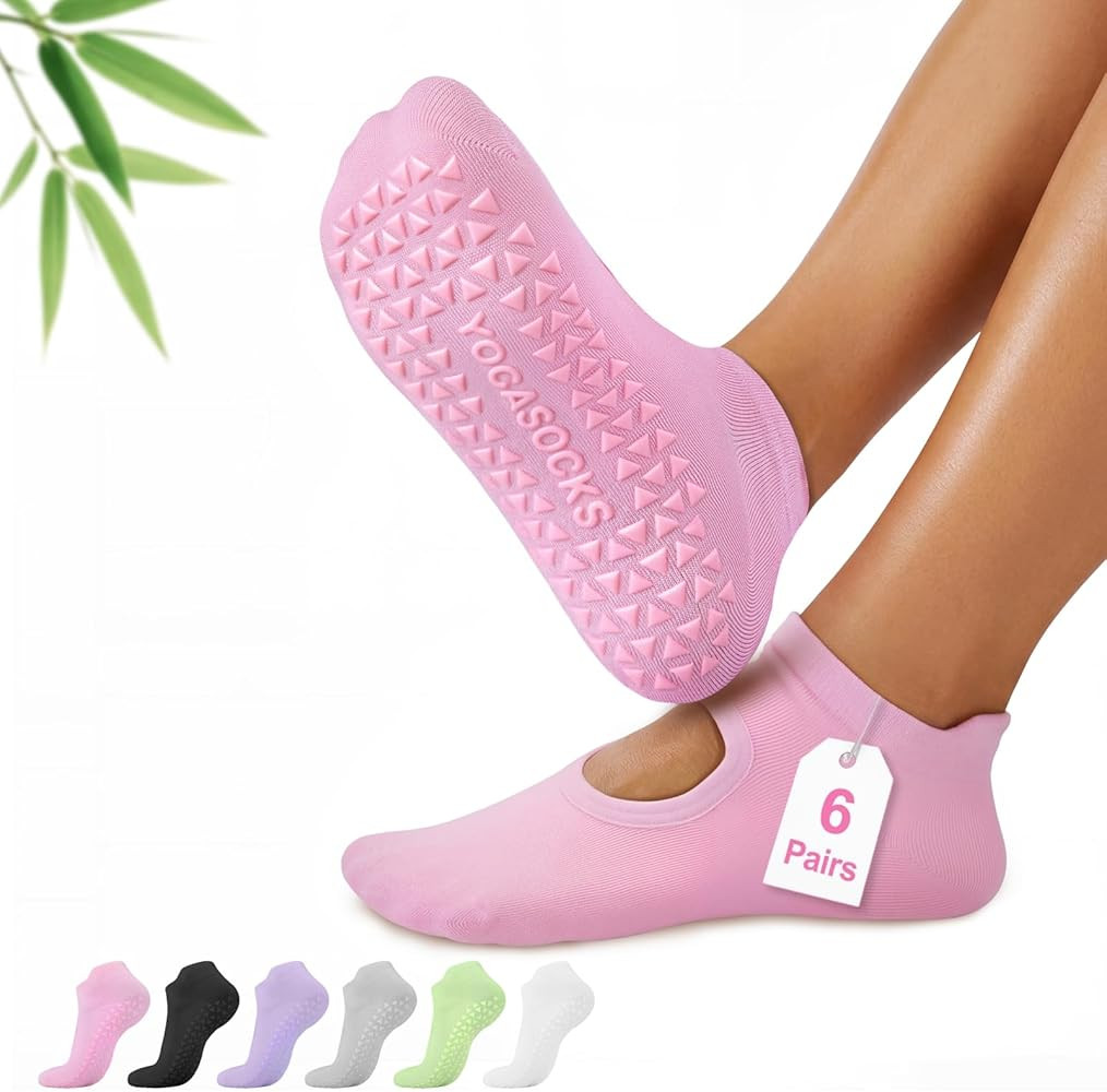 ALLIVE Pilates Socks with Grips for Women, Bamboo Breathable Non Slip Socks for Yoga, Barre, Stud... | Amazon (US)