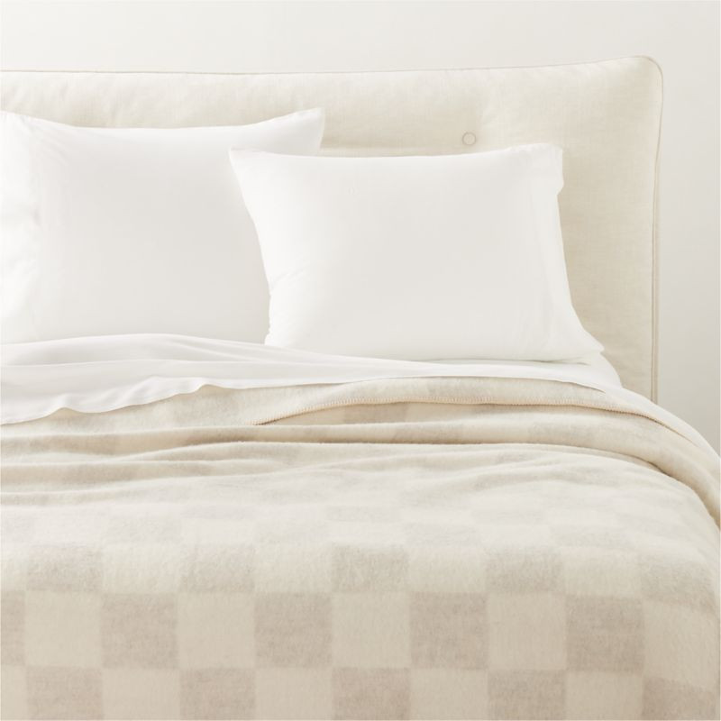 Crosby Ivory Check Alpaca Wool Full/Queen Bed Blanket | CB2 | CB2