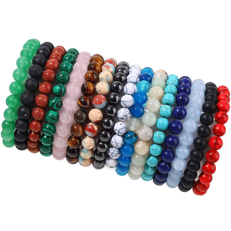 Amazon Fashion Crystal Stone Beaded Bracelets for Women Men 8mm ... | Amazon (US)