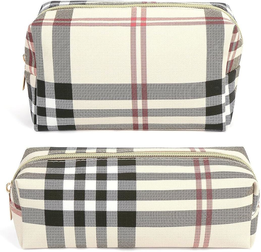 MAANGE Small Makeup Bag for Purse, 2 PCS Cosmetic Bag for Women Travel Makeup Pouch Leather Make ... | Amazon (US)