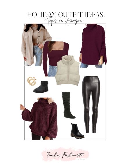 A dark rich color scheme for holiday outfits!  (Size up in the square neck top.)

• thanksgiving outfit • Christmas outfit ideas • holiday sweaters • spanx • faux leather leggings • puffer vest • boots •
#ltkunder100 #ltkstyletip

#LTKHoliday #LTKunder50 #LTKSeasonal