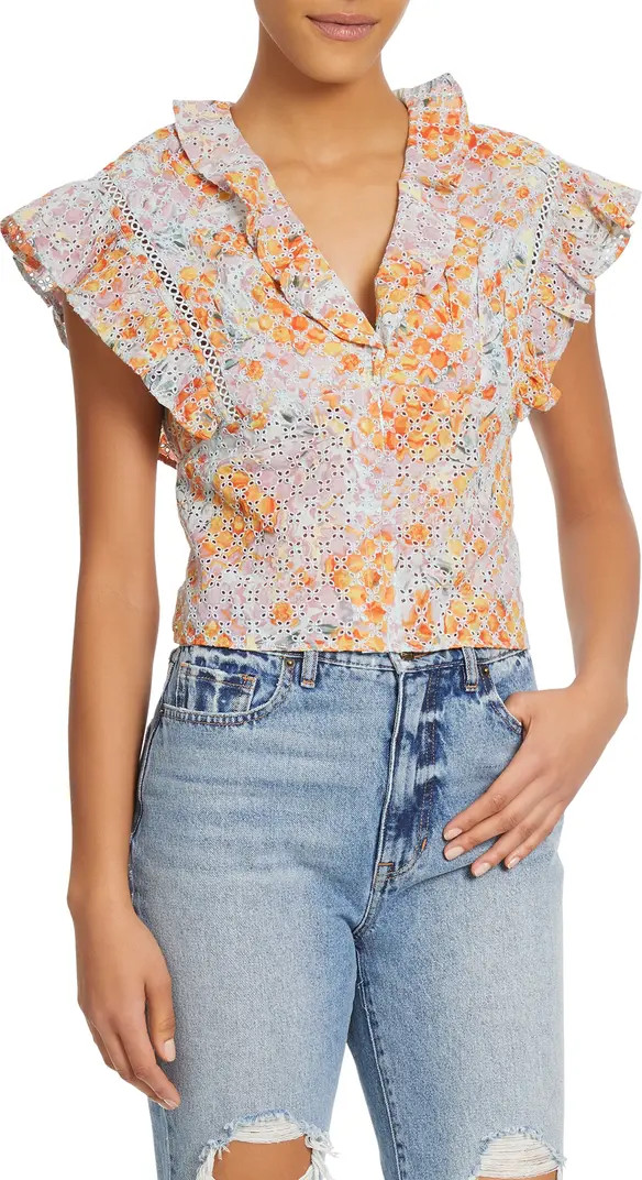 Larissa Eyelet Ruffle Top | Nordstrom