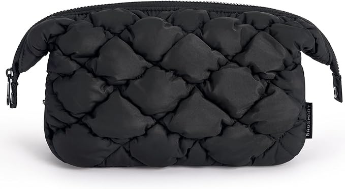 BAGSMART Quilted Travel Makeup Bag, Puffy Toiletry Organizer with Wide Opening, Cosmetic Storage ... | Amazon (US)