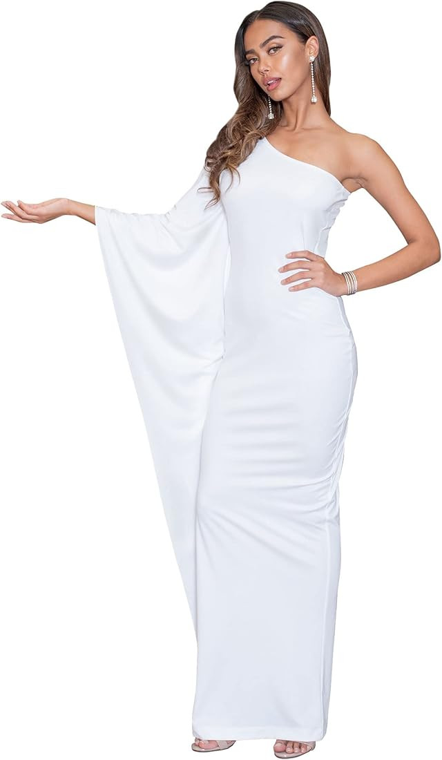 KOH KOH Womens Long Sexy One Shoulder Evening Cocktail Semi Formal Maxi Dress | Amazon (US)