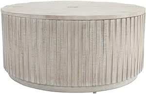 Kosas Home Maya 40x40 Round Mango Wood Coffee Table in Sunbleached Gray | Amazon (US)