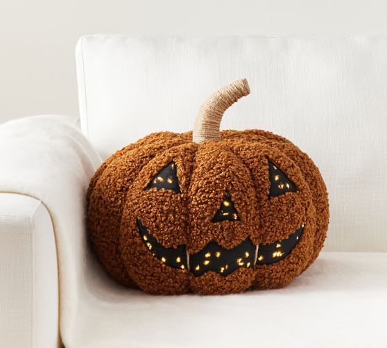 Light Up Jack O Lantern Pumpkin Pillow | Pottery Barn (US)