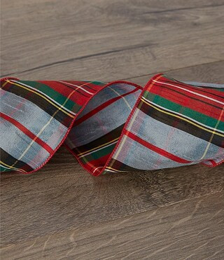 Southern Living Merry and Bright Collection Blue Tartan Plaid 4" Decorative Ribbon | Dillard's | Dillard's