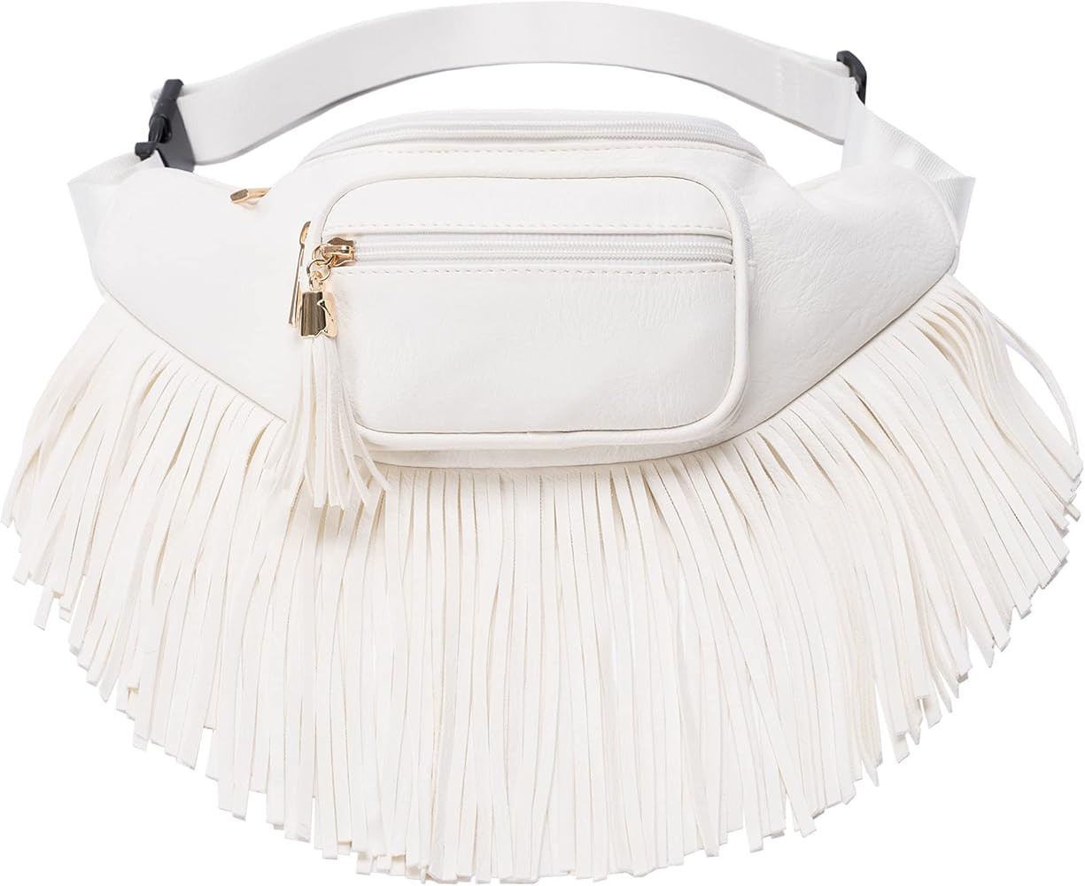Solene Fringe purse Fanny Pack for women fashion waist packs with Multi Zipper Pockets Enjoy for ... | Amazon (US)