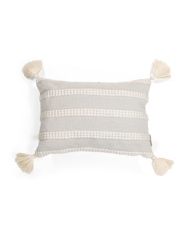 14x20 Indoor Outdoor Tassel Woven Striped Pillow | TJ Maxx