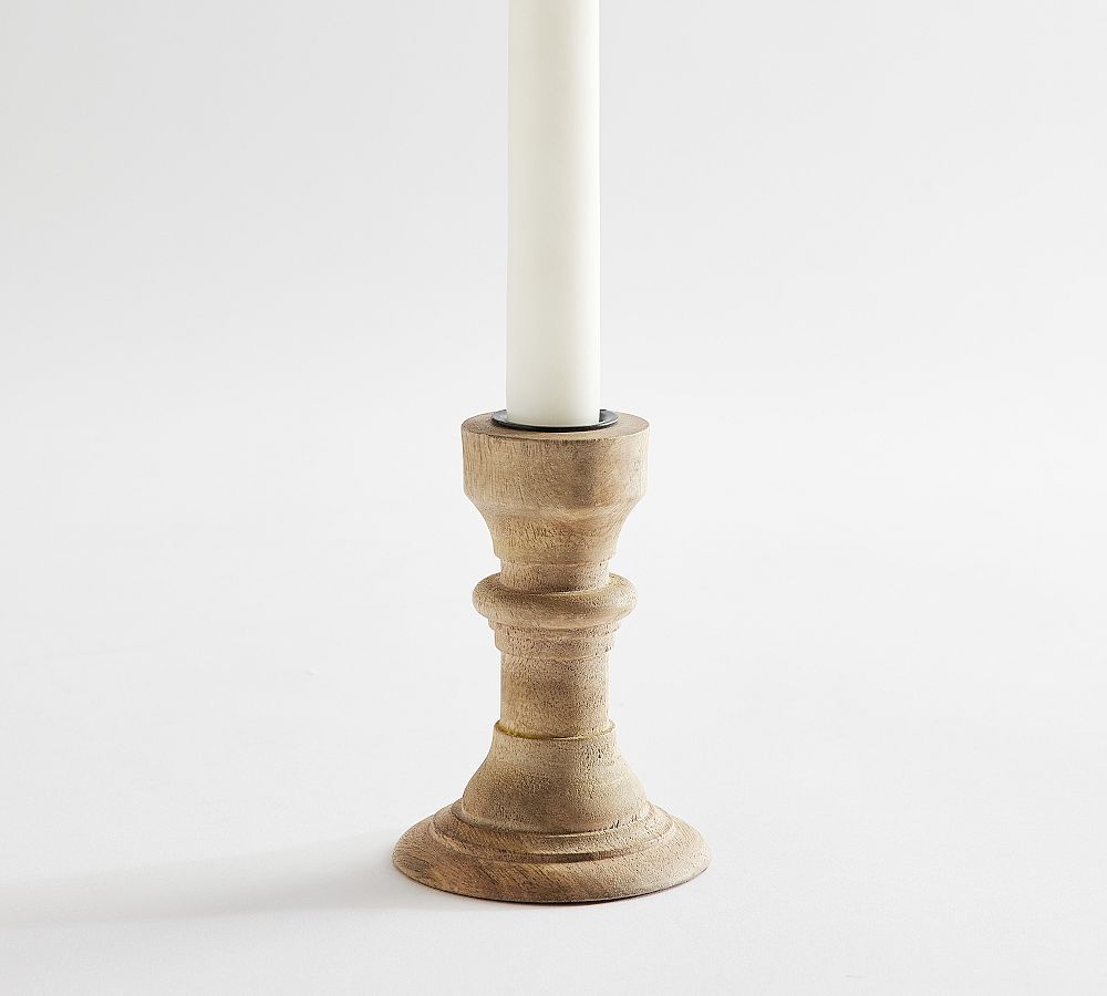 Kadence Turned Wood Taper Holder | Pottery Barn (US)