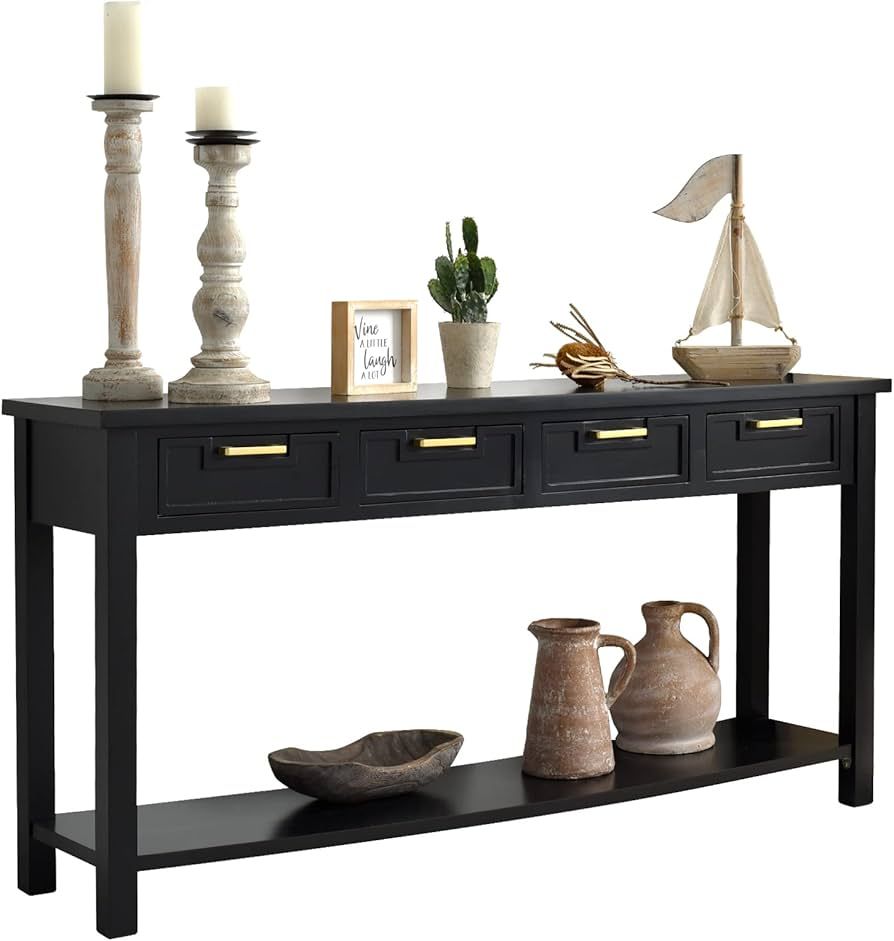 Console Sofa Table ，60’’ Farmhouse entryway Table for Entryway,Hallway with 3 Storage Drawe... | Amazon (US)