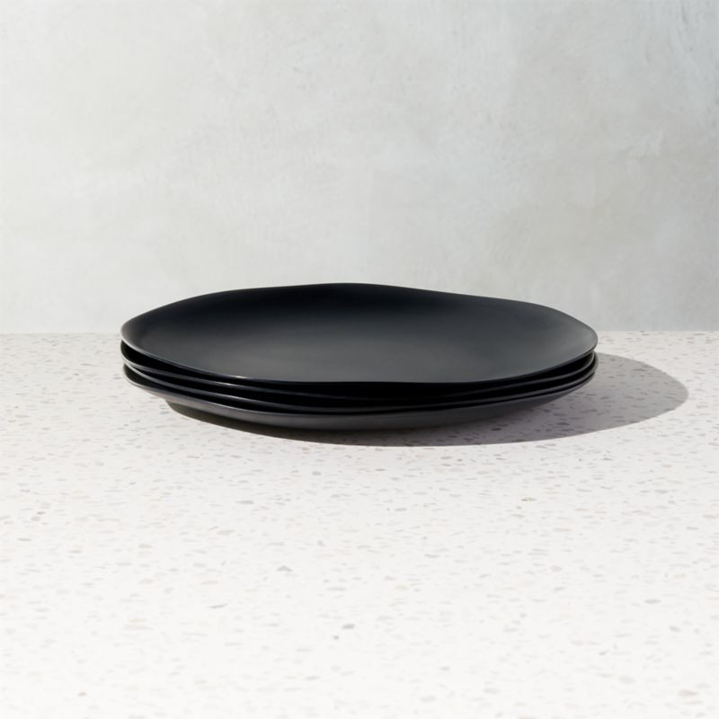 Pebble Matte Black Melamine Salad Plates Set of 4 + Reviews | CB2 | CB2
