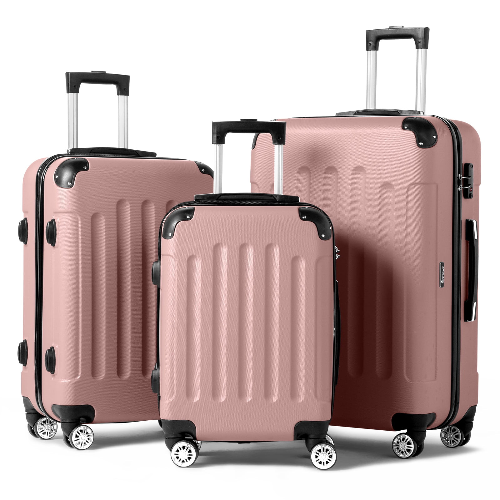Zimtown Hardside Lightweight Spinner Rose Gold 3 Piece Luggage Set with TSA Lock - Walmart.com | Walmart (US)