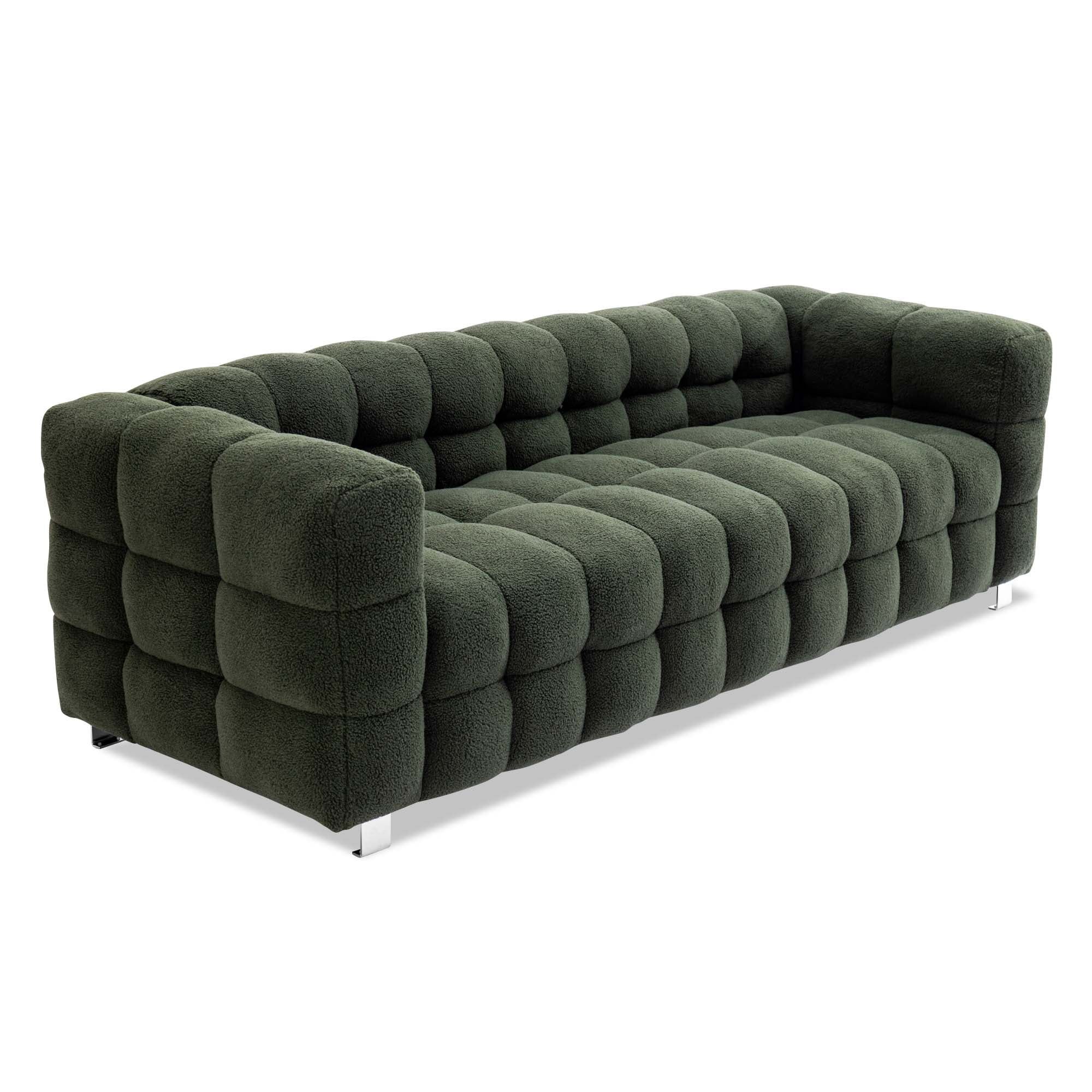 Aukfa 80" Modern 3 Seat Sofa Cloud Sofa for Living Room - 2 Pillows - Green | Walmart (US)
