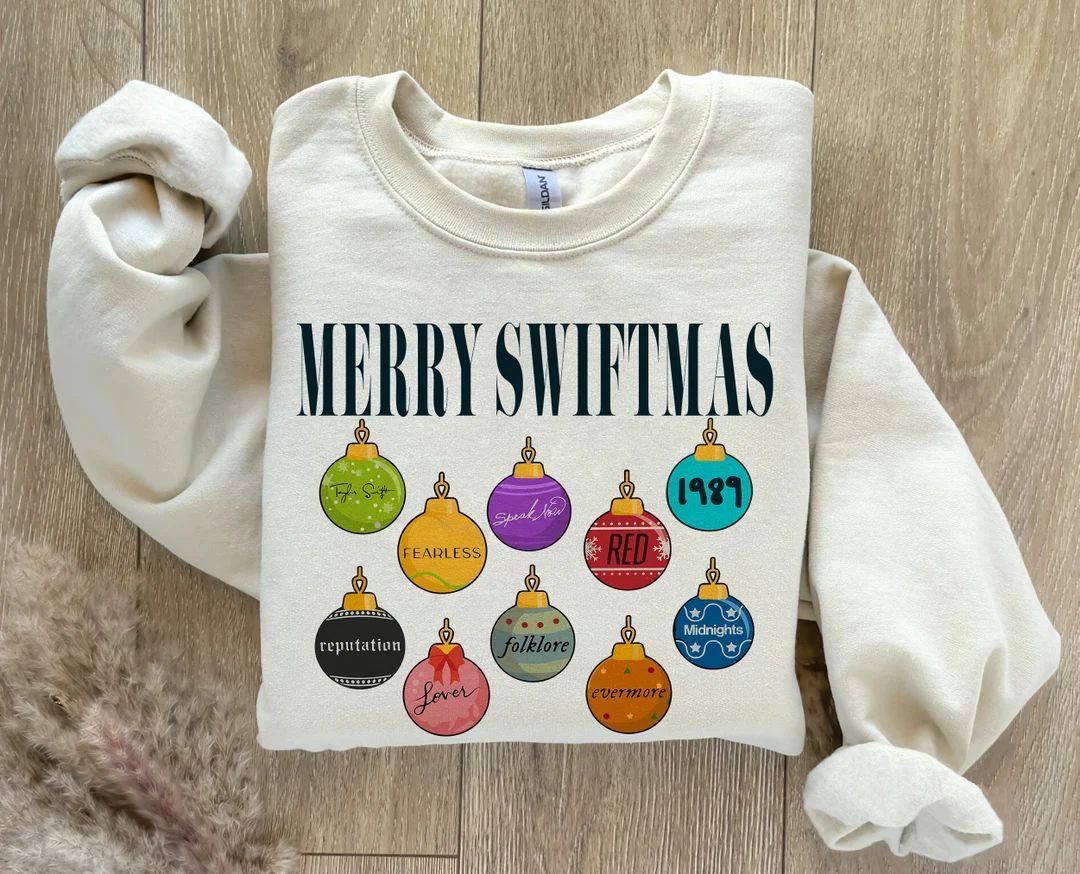 Merry Swiftmas Sweatshirt Cute Famous Christmas Ball Shirt - Etsy | Etsy (US)