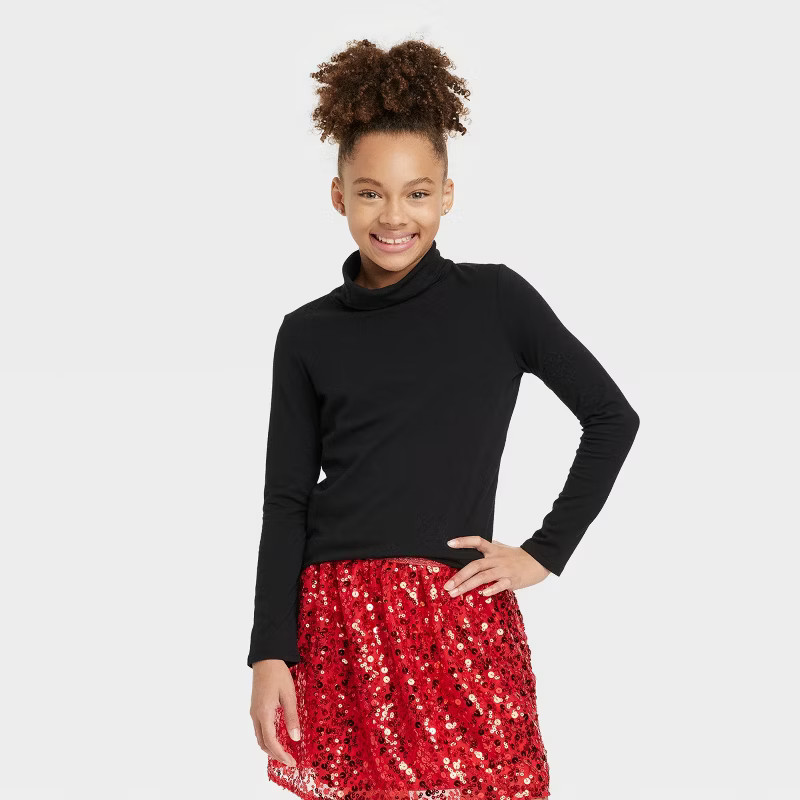 Girls' Long Sleeve Turtle Neck T-Shirt - Cat & Jack™ | Target