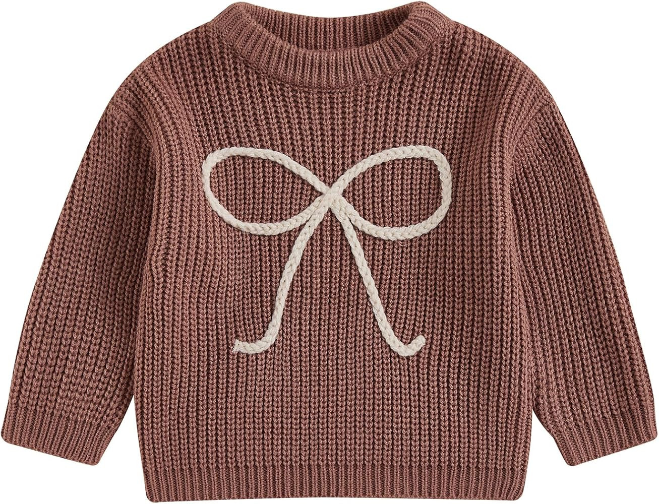 Toddler Baby Girl Knit Sweater Embroidery Bow Shirt Long Sleeve Sweatshirt Infant Girl Fall Winte... | Amazon (US)