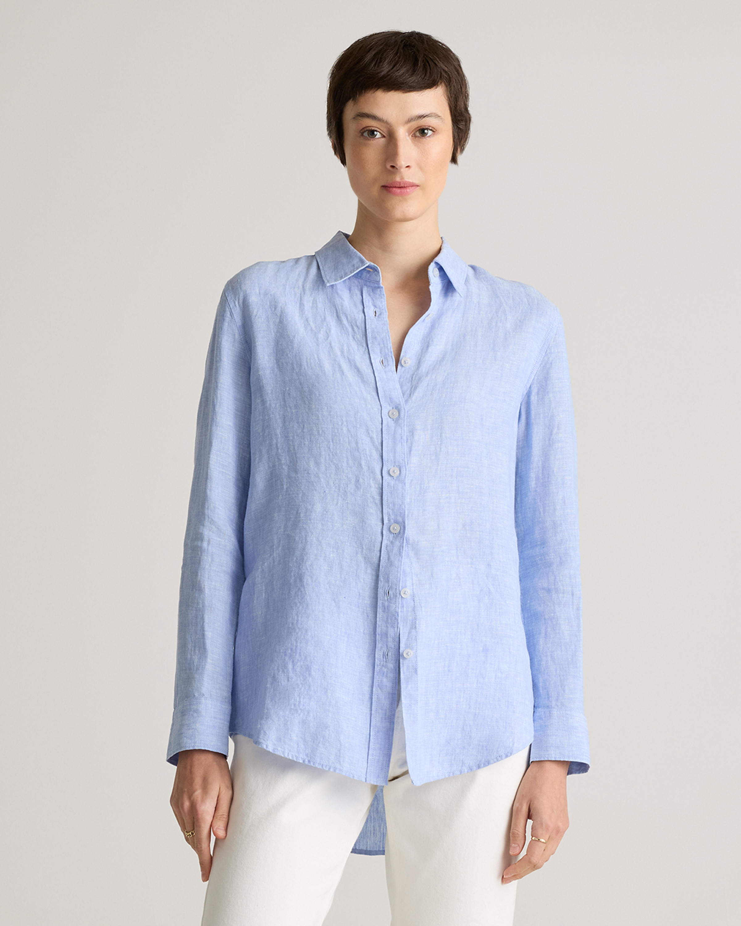 Quince | Women's 100% European Linen Long Sleeve Shirt in French Blue, Size XL | Quince