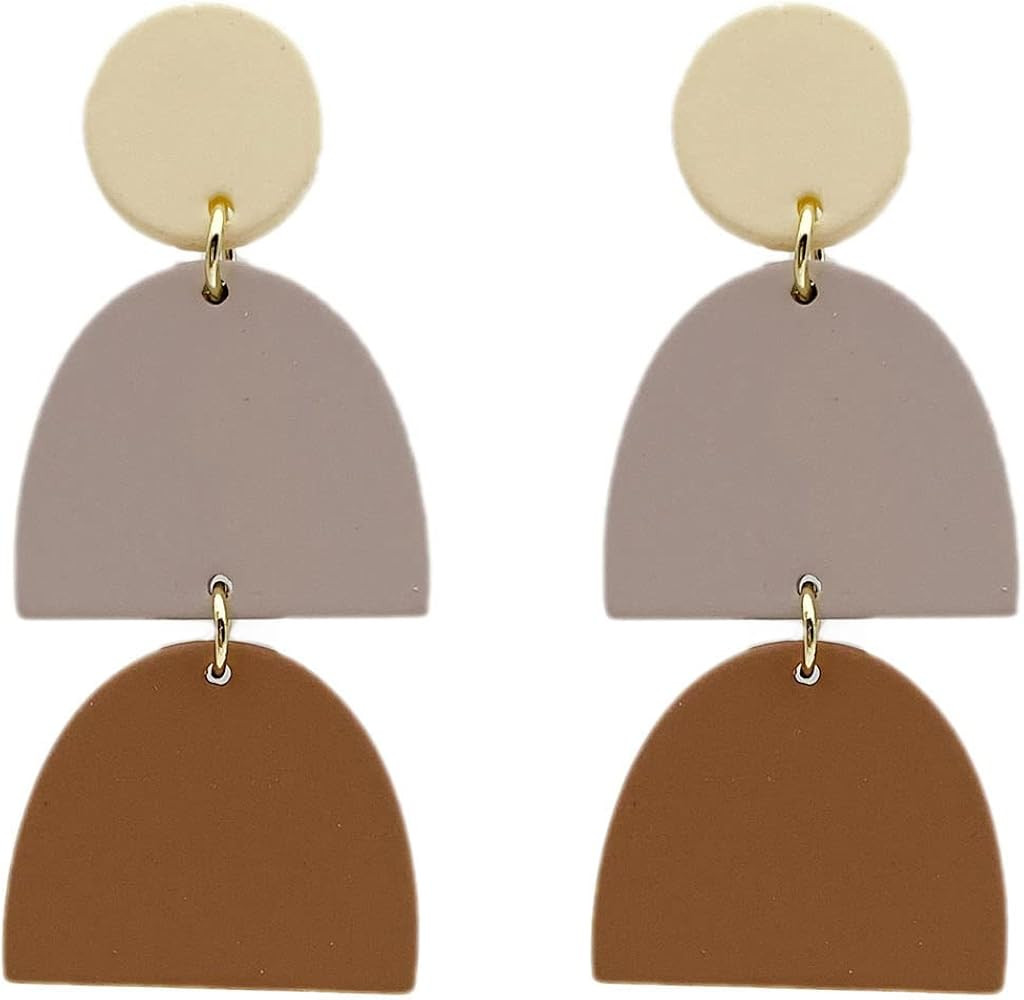 Geometric Clay Earrings for Women,Irregular Handmade Polymer Earrings for Girls,Boho U Shape Drop... | Amazon (US)