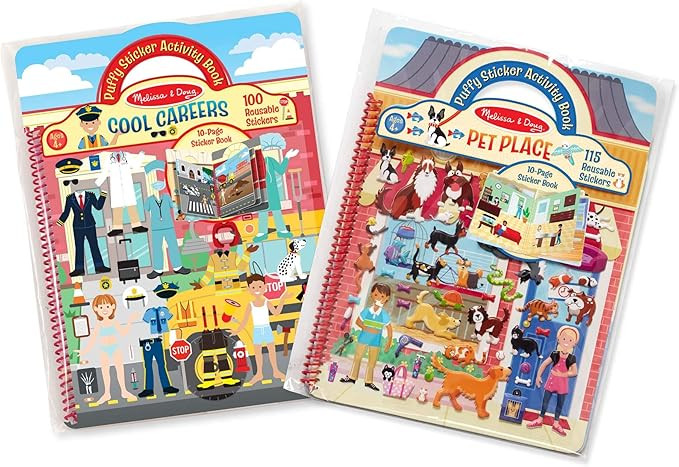 Melissa & Doug Puffy Sticker Activity Books Set: Cool Careers and Pet Place | Amazon (US)