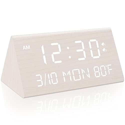 Kogonee Wooden Digital Alarm Clock, 0-100% Dimmer, 2 Alarm Settings, Weekday/Everyday Mode, 9 Mins S | Amazon (US)