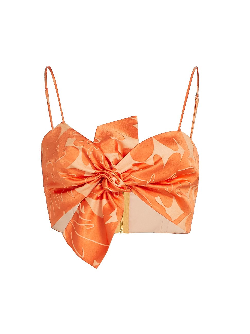 Women's Charlotte Floral Twisted Crop Top - Bright Peach Floral Burnout - Size 4 - Bright Peach Flor | Saks Fifth Avenue