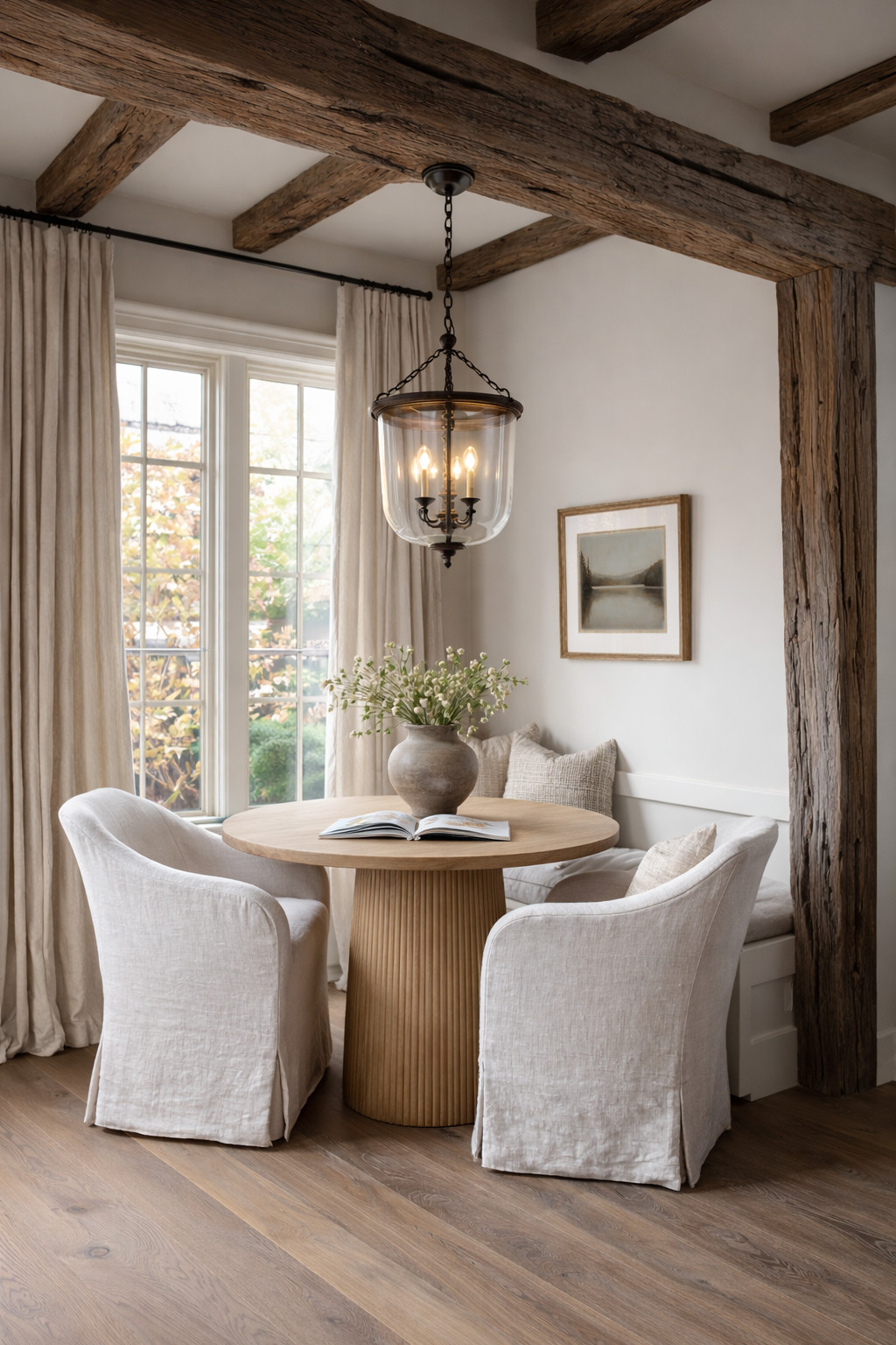 Rustic Linen Dining Nook

#diningroomchairs #diningroomdesign #diningtable #homedecor #homedesign #springdecor #artwork #artprints
 #europeancottage #drapes #lighting #pendants

#LTKHome #LTKSeasonal