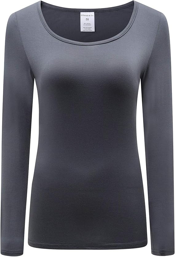 OThread & Co. Women's Long Sleeve T-Shirt Scoop Neck Basic Layer Stretchy Shirts | Amazon (US)