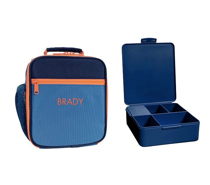 Astor Blue/Navy/Orange Lunch & Bento Bundle, Set of 2 | Pottery Barn Kids