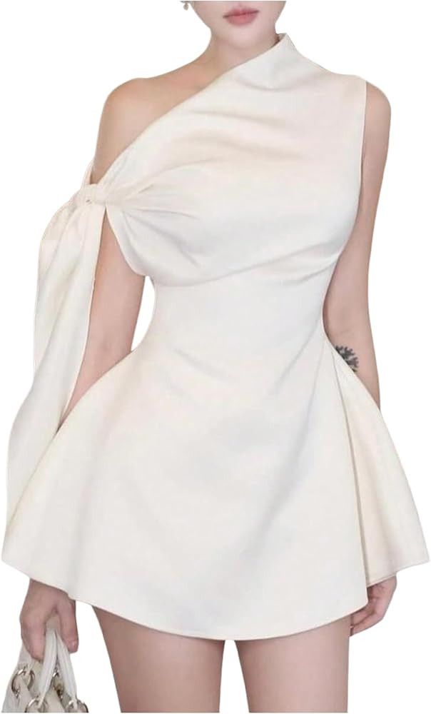 SOLY HUX Women's Mini Dress Off The Shoulder Sleeveless Tie Shoulder A Line Flared Party Dresses | Amazon (US)