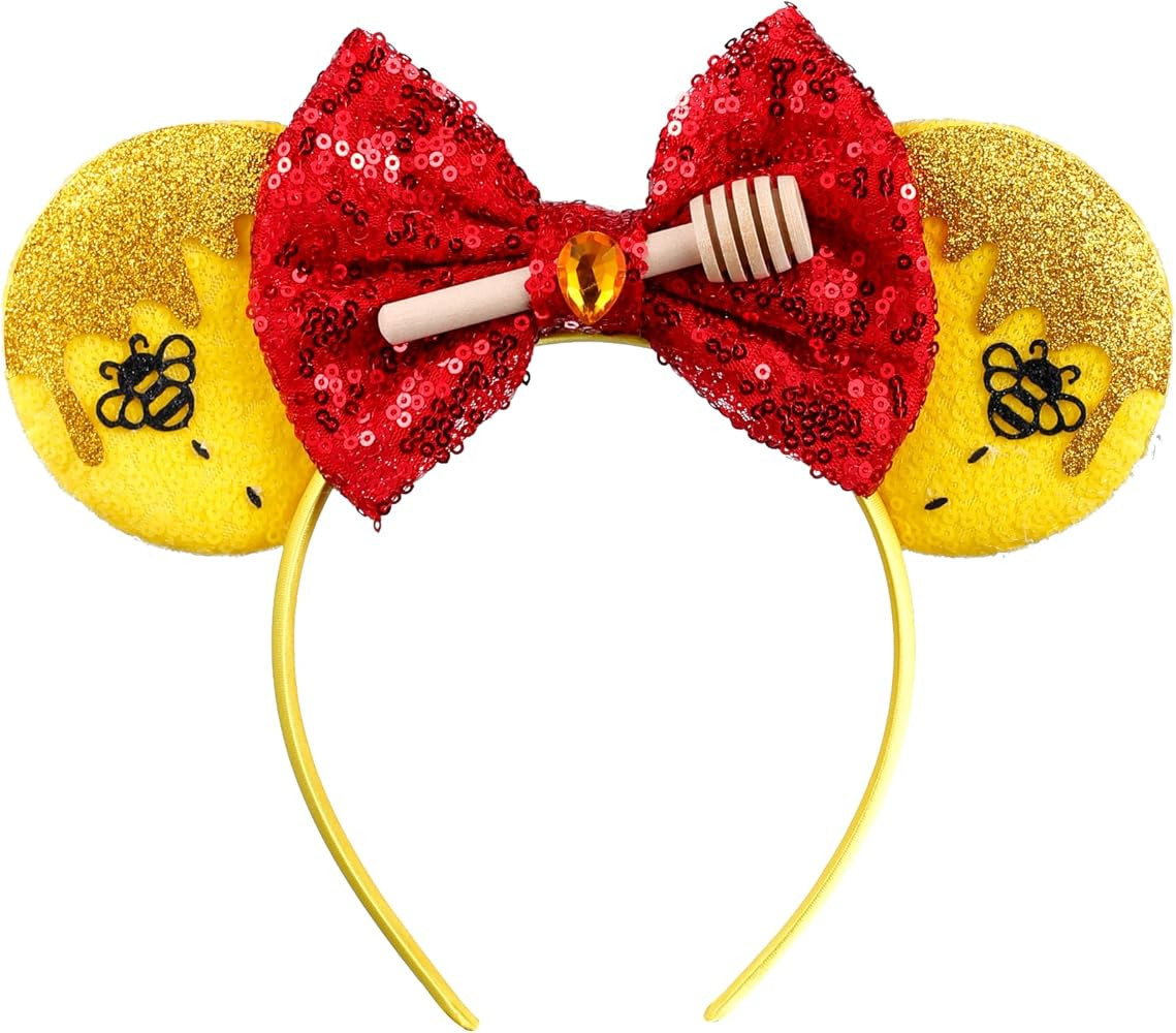 Mouse Ear Headbands for Women Giltter Bow Headband for Girls Birthday Party Decorations | Amazon (US)